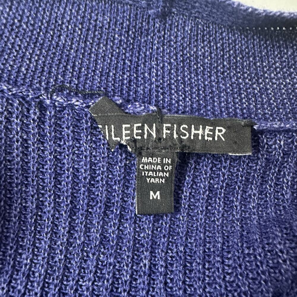 Eileen Fisher Sweater Womens Medium Purple Cardigan Drapey Silk Blend Asymmetric - Picture 7 of 12